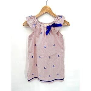 Smocked Giraffe Red and White Striped Anchor Print Dress // 7